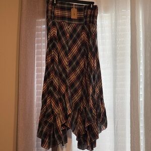 NATURAL LIFE Asymmetrical Plaid Skirt - Multicolor